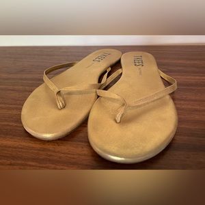 Gently Used Tkees Gold Flip Flips Size 10